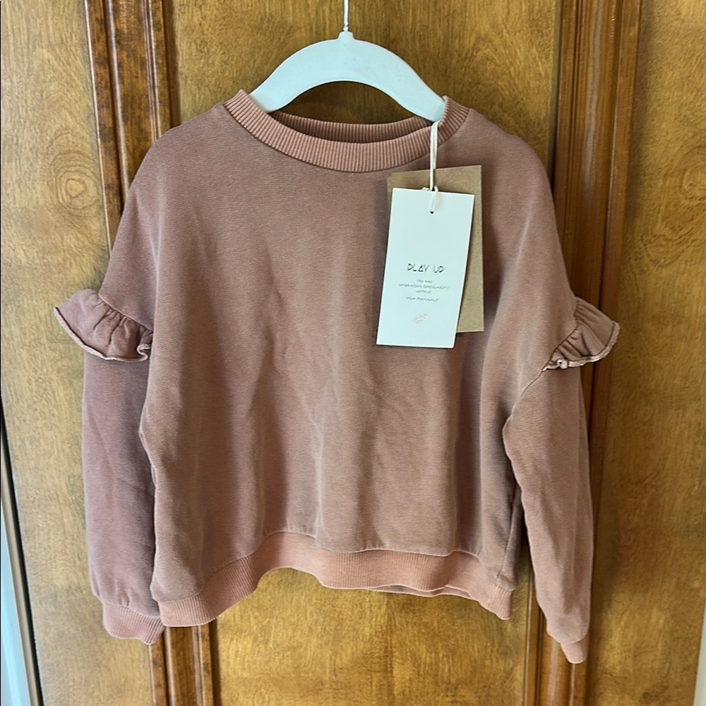 Play Up Terra Cotta  Ruffle Sleeve Sweatshirt 4T